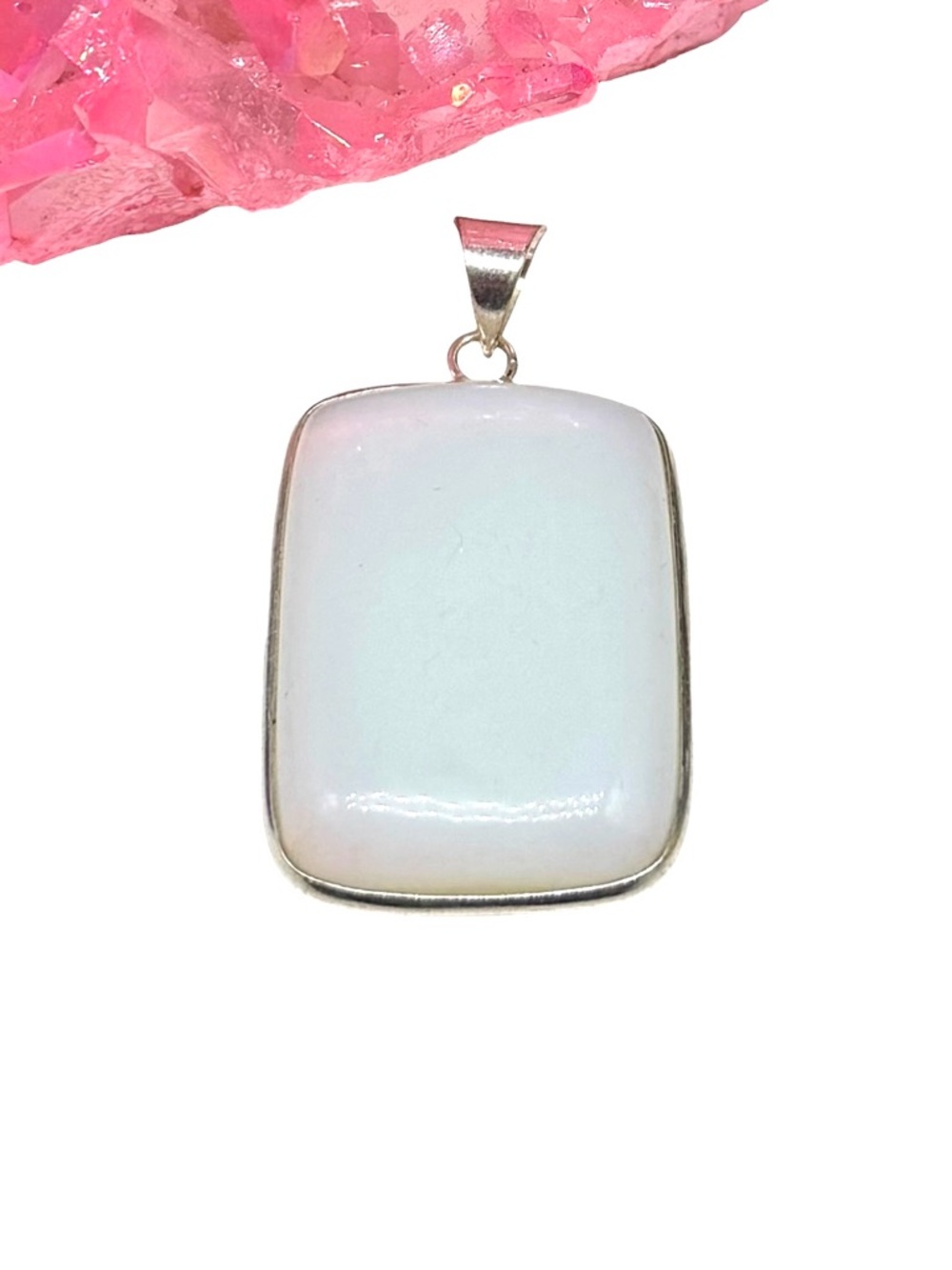 Opalite Necklace Pendant 925 Sterling Silver Overlay